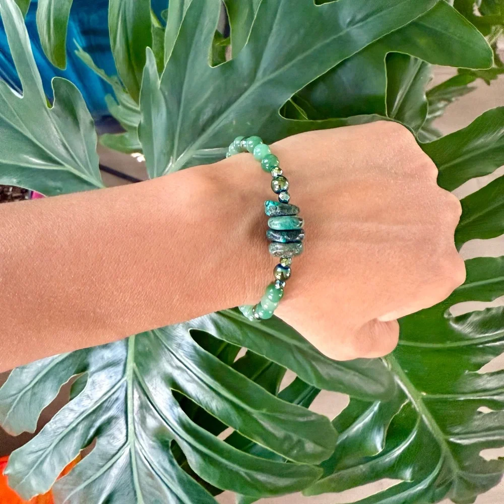 Turquoise - Green Aventurine - Hematite bracelet (one) - Picture 3 of 6